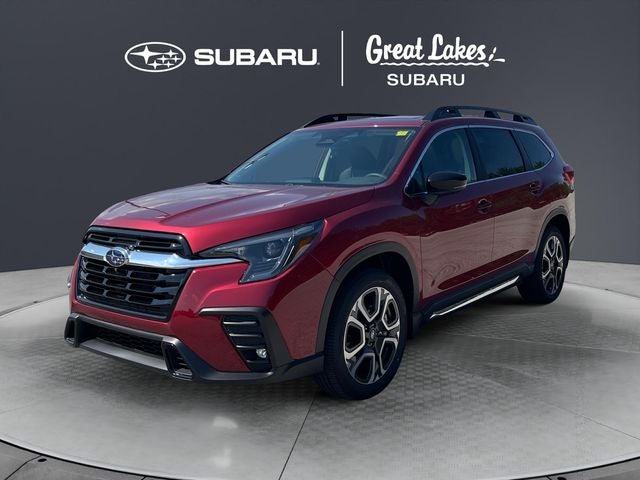 2026 Subaru ASCENT Limited 7-Passenger in Crimson Red Pearl — front three-quarter view