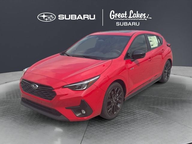 2026 Subaru IMPREZA RS in Pure Red — front three-quarter view
