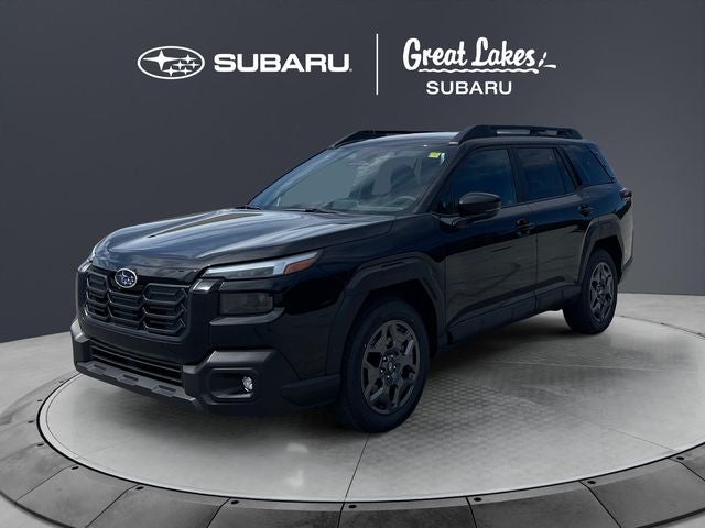 2026 Subaru OUTBACK Premium in Crystal Black Silica — front three-quarter view