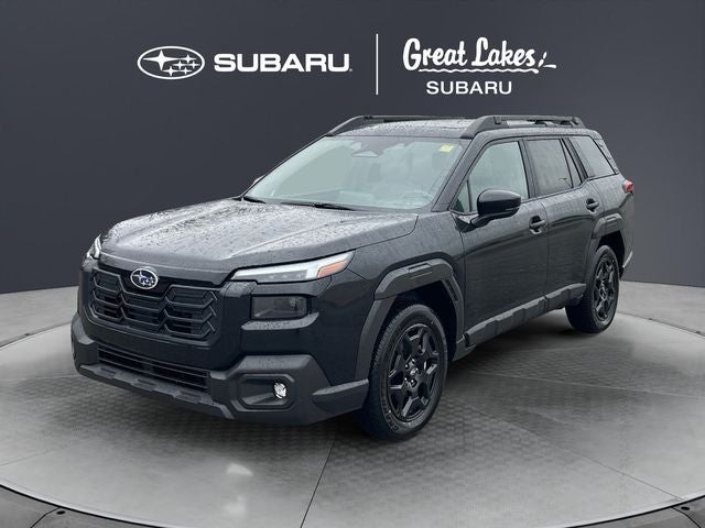 2026 Subaru OUTBACK Limited in Crystal Black Silica — front three-quarter view