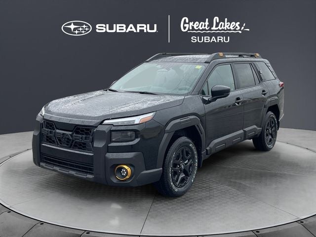 2026 Subaru OUTBACK Wilderness in Crystal Black Silica — front three-quarter view