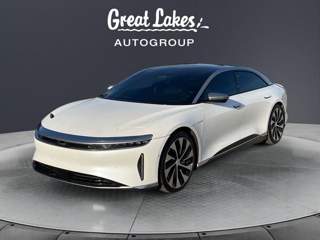 2022 Lucid Air Grand Touring in Stellar White — front three-quarter view