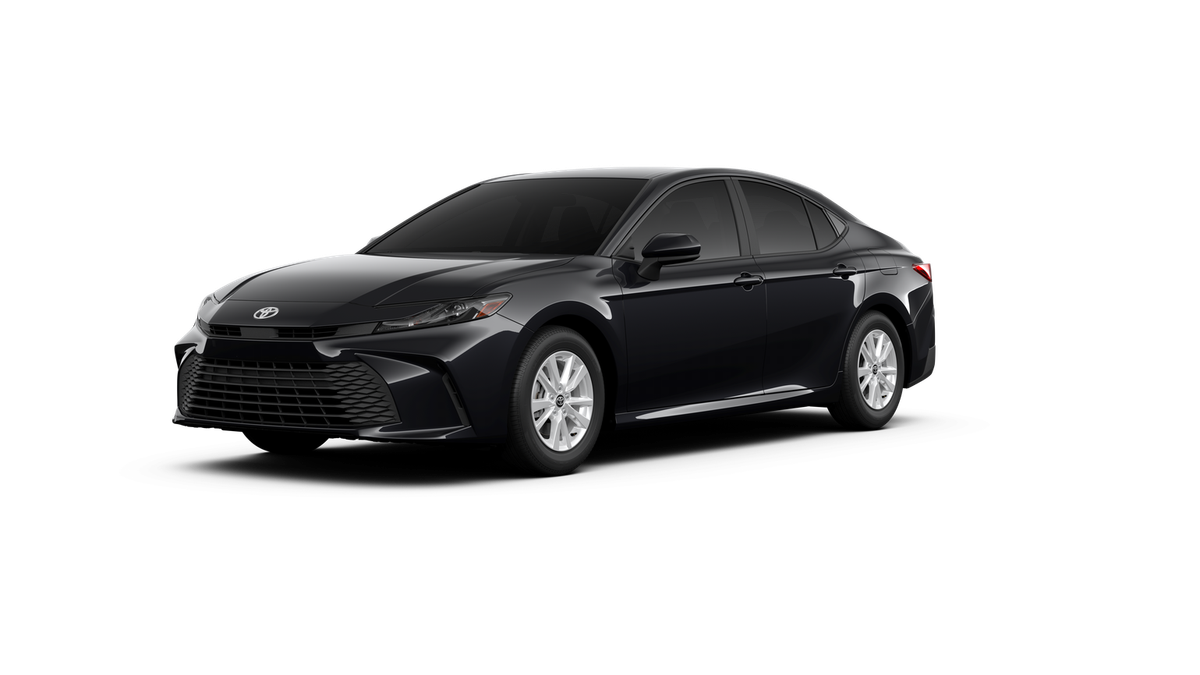 2026 Toyota Camry LE AWD in Midnight Black Metallic — front three-quarter view